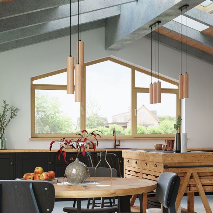 Wood pendant light brown, Francina