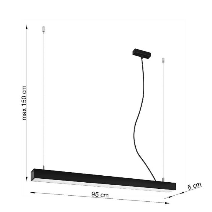 Aluminium pendant light black, Mascha, 31W, 3000K LED