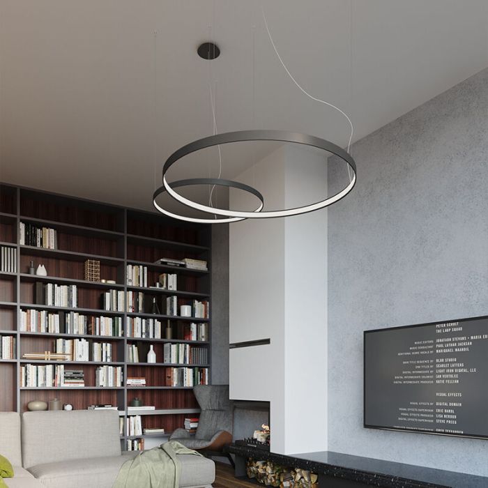 Aluminium pendant light black, Ringo, 50W, 3000K LED