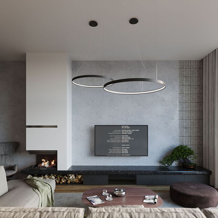 Aluminium pendant light black, Ringo, 50W, 3000K LED