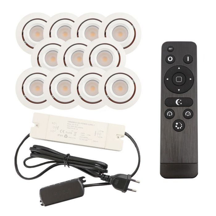 11 adjustable porch spotlights Rona, IP44, with connection set and remote control, white