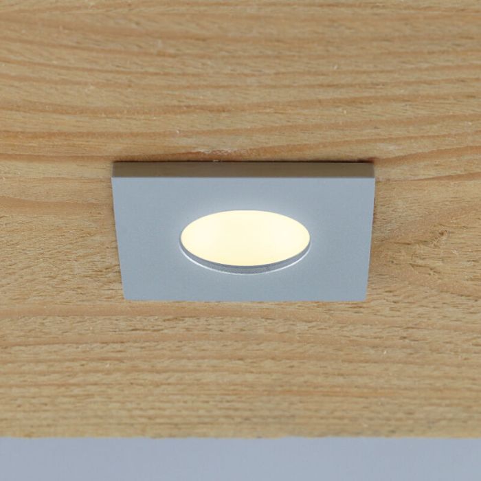 Square chrome porch light Dico, IP65, dimmable