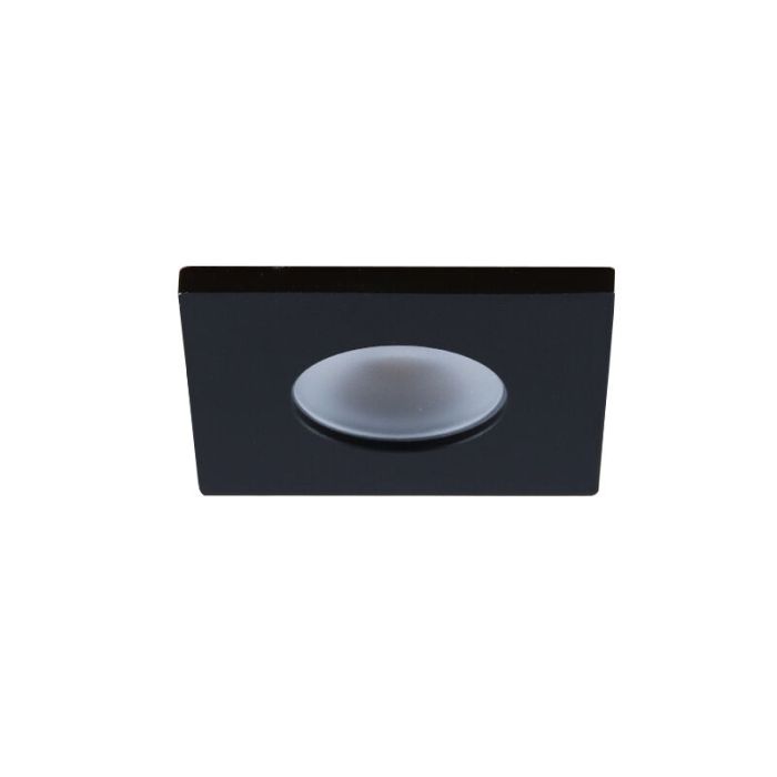 5 square black porch spotlights Dico, IP65, with connection set and remote control