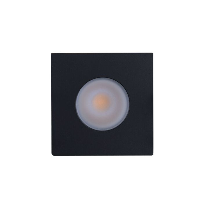 5 square black porch spotlights Dico, IP65, with connection set and remote control