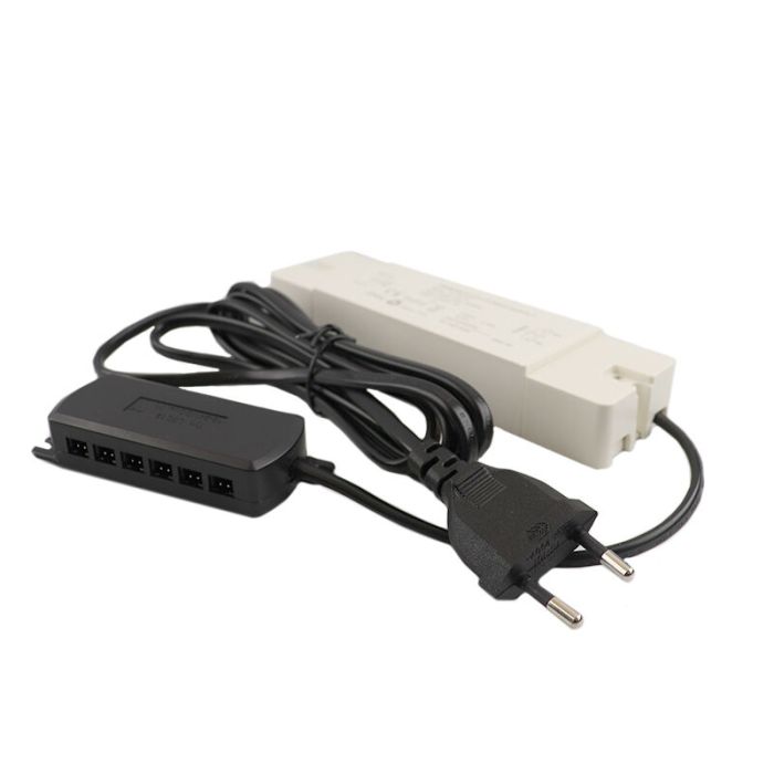 5 square black porch spotlights Dico, IP65, with connection set and remote control