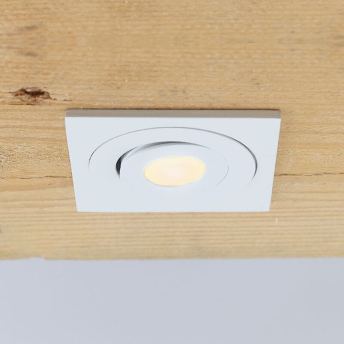 5 adjustable porch spotlights Rona square, IP44, with connection set and remote control, white