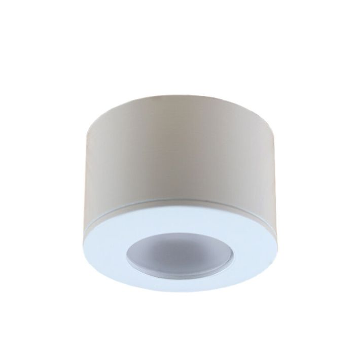 Round white surface mounted spotlight Vasso, IP44, dimmable