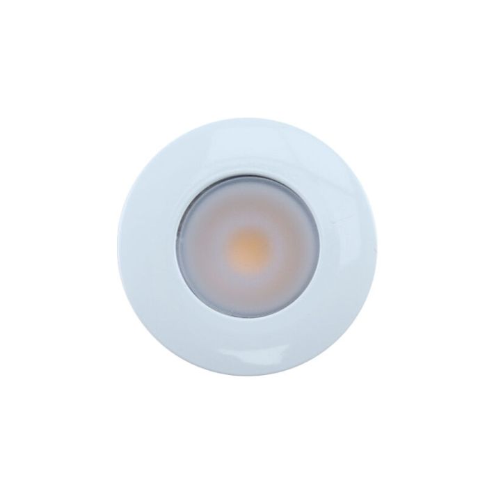 Round white surface mounted spotlight Vasso, IP44, dimmable