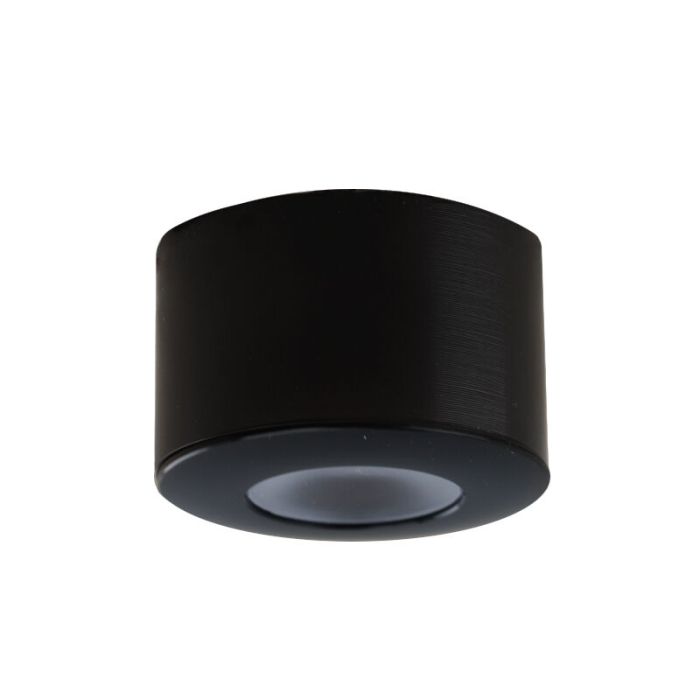 4 round black surface mounted spotlights Vasso, IP44, with connection set and remote control