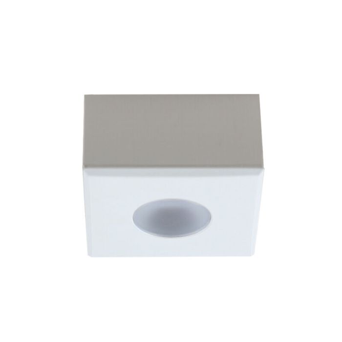 2 square white surface mounted spotlights Fredo, IP44, with connection set and remote control