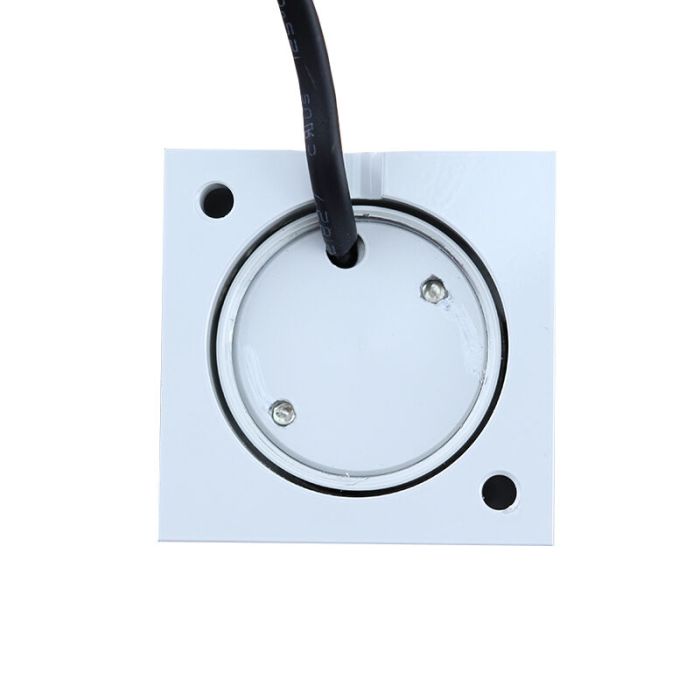 2 square white surface mounted spotlights Fredo, IP44, with connection set and remote control