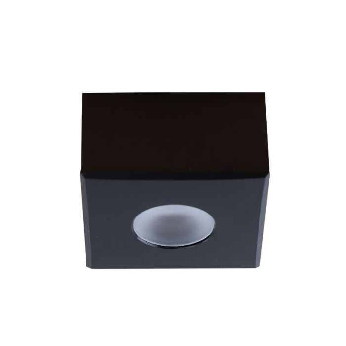 2 square black surface mounted spotlights Fredo, IP44, with connection set and remote control
