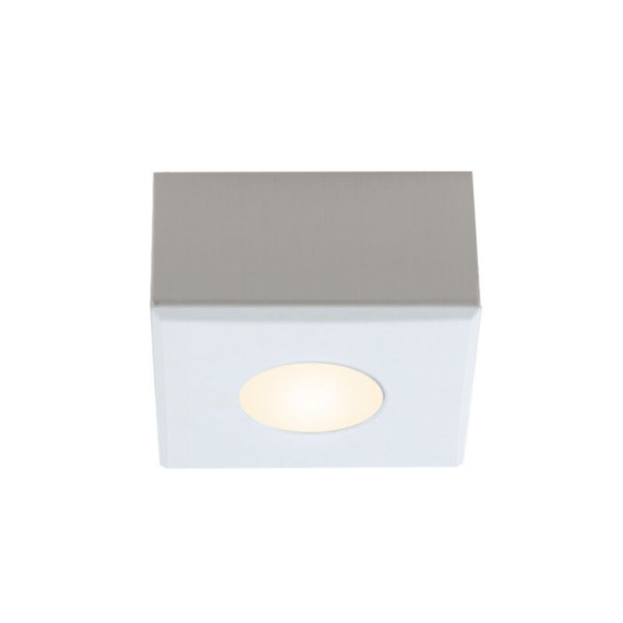4 square white surface mounted spotlights Fredo, IP44, with connection set and remote control
