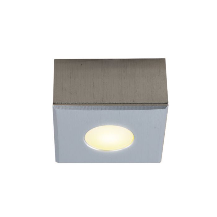 7 square chrome surface mounted spotlights Fredo, IP44, with connection set and remote control