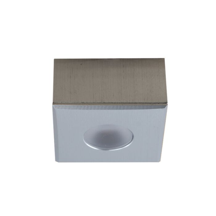 7 square chrome surface mounted spotlights Fredo, IP44, with connection set and remote control
