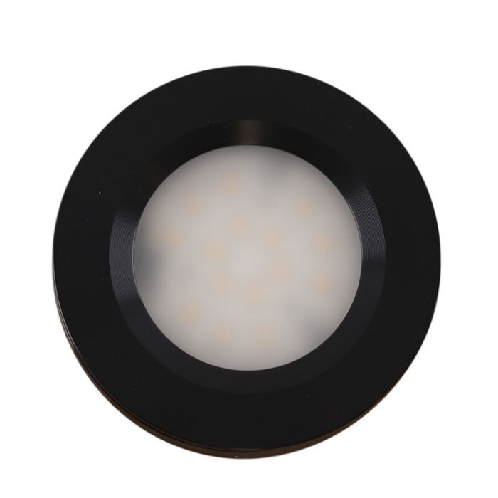 3 round kitchen cabinet lights, black, with connection set and remote control