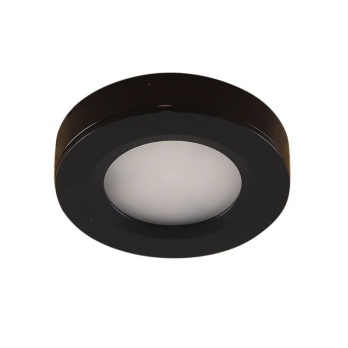 5 round kitchen cabinet lights, black, with connection set and remote control
