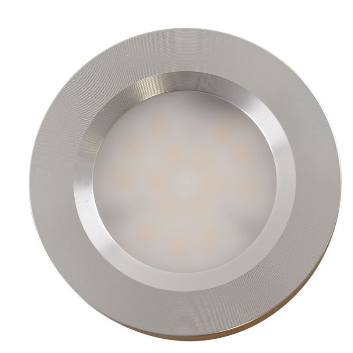 2 round kitchen cabinet lights, silver, with connection set and remote control