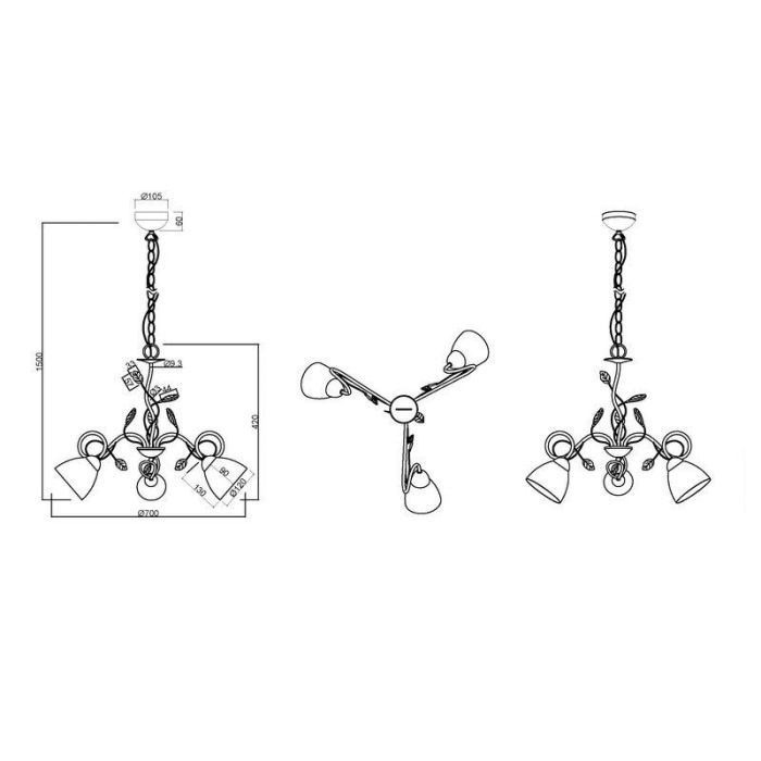 Rust Coloured chandelier classic, Astrid