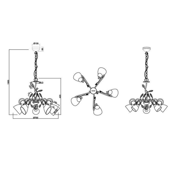 Rust Coloured chandelier classic, Astrid