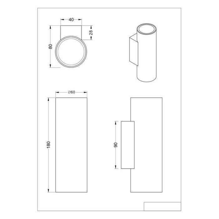 White wall light modern, Kaso