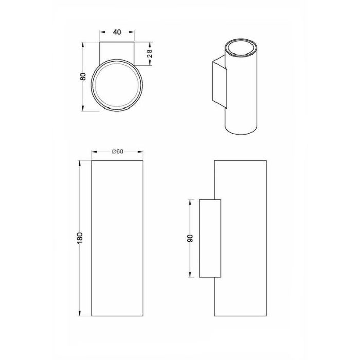 Nickel wall light modern, Kaso