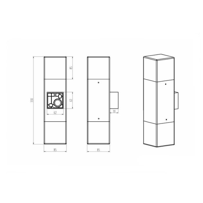 Anthracite up down wall light aluminium, Sodbury, IP44