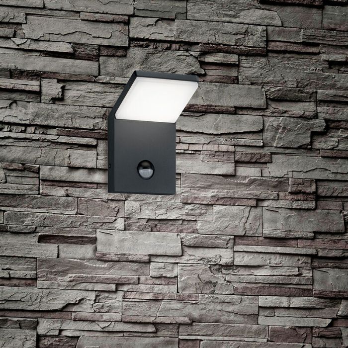Anthracite outdoor wall light with motion sensor modern, Solana, 9W, 3000K LED, IP54