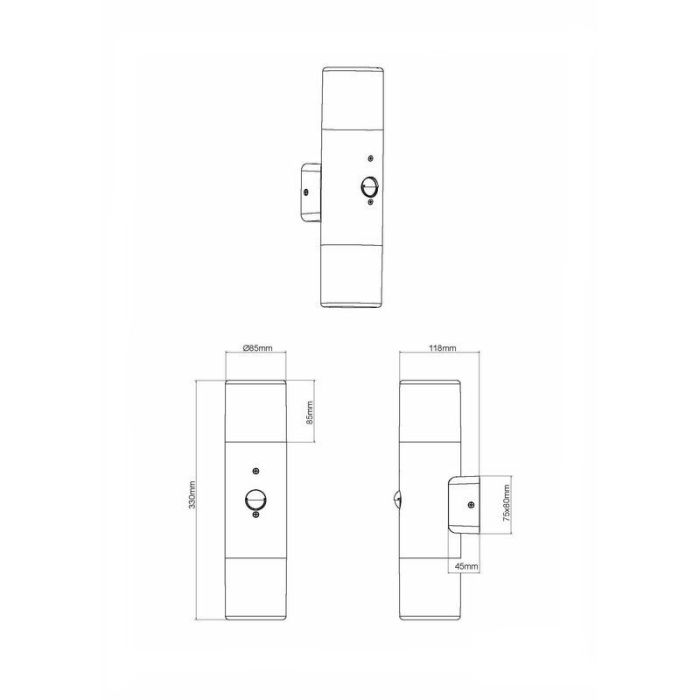 Anthracite outdoor wall light with motion sensor modern, Fjelso, IP44