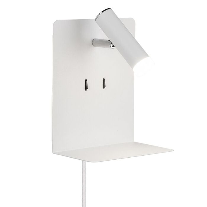 White wall light design, Ricciolo, 3W, 3000K LED, with switch