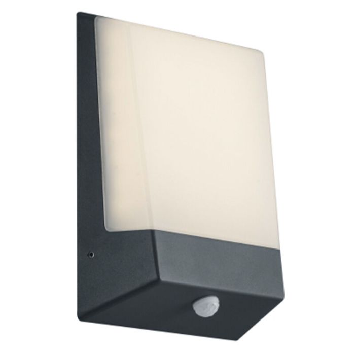 Black outdoor wall light with dusk to dawn sensor modern, Bernadette, 9W, 3000K LED, IP54