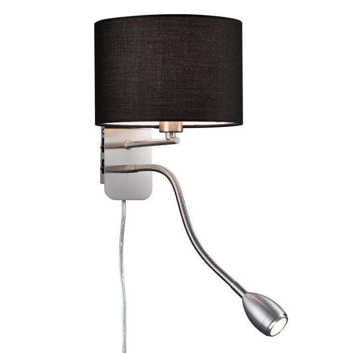 Nickel wall light metal, Ledbury, with switch