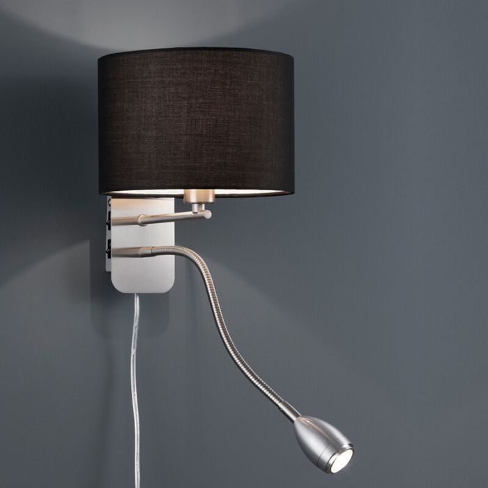 Nickel wall light metal, Ledbury, with switch