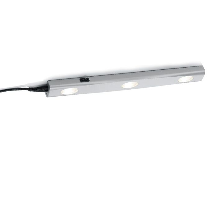 Silver under cabinet lighting plastic, Sarila, 1W, 3000K LED, with switch