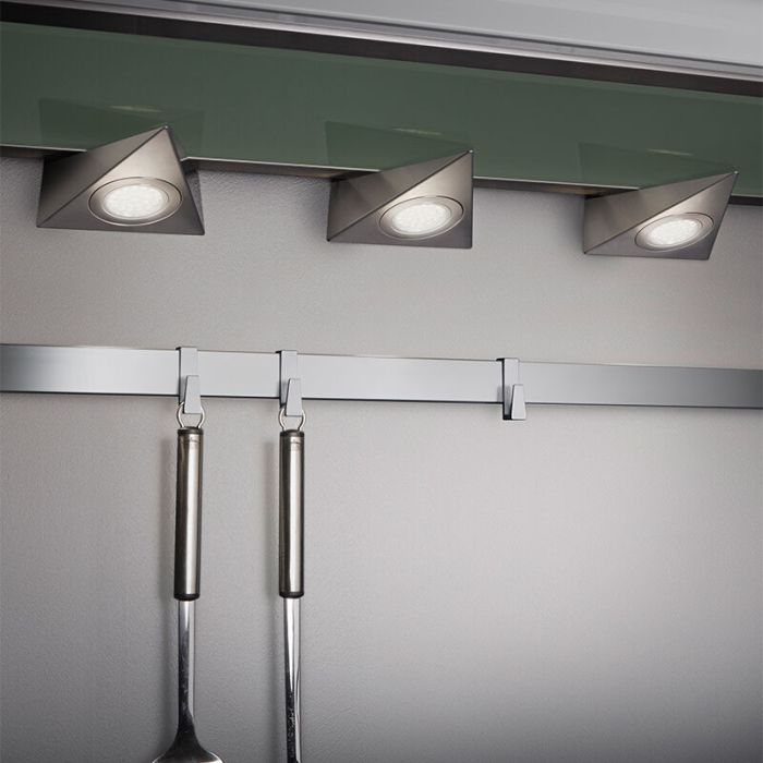 Nickel under cabinet lighting metal, Zerdali, 3W, 3000K LED, with switch
