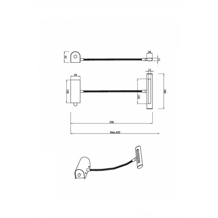 Nickel picture light modern, Eliza, 4W, 3000K LED