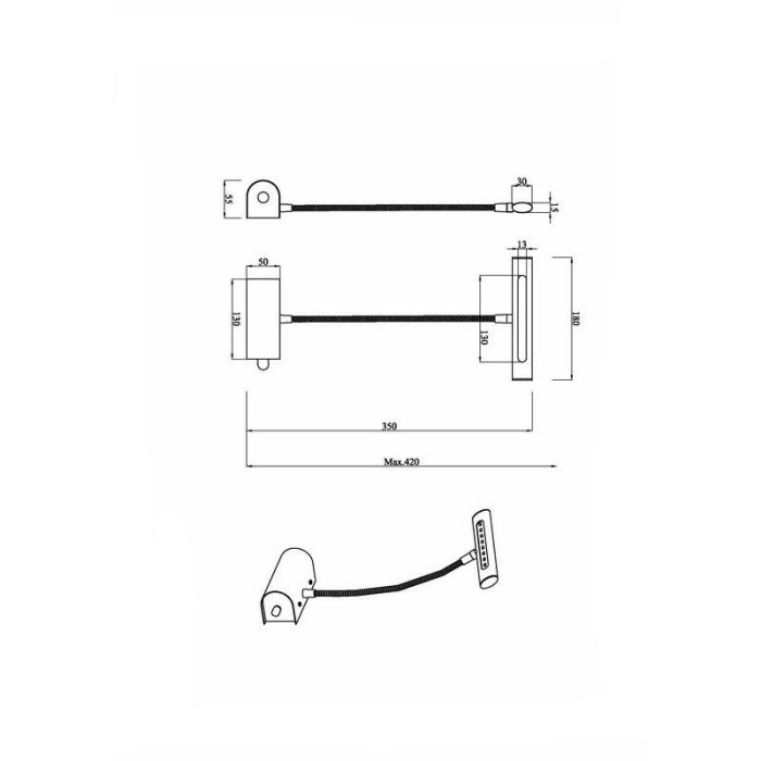 Brass picture light modern, Eliza, 4W, 3000K LED