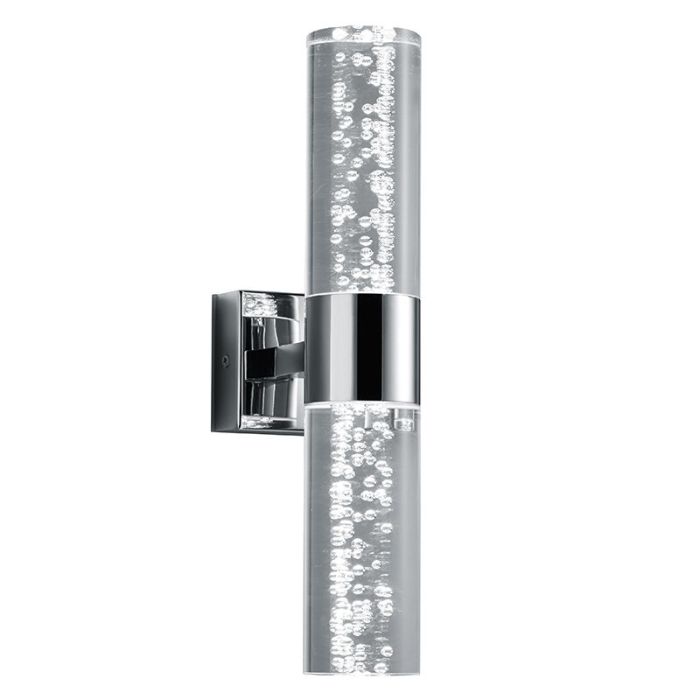 Chrome up down wall light design, Delfina, 3,2W, 3000K LED, IP44