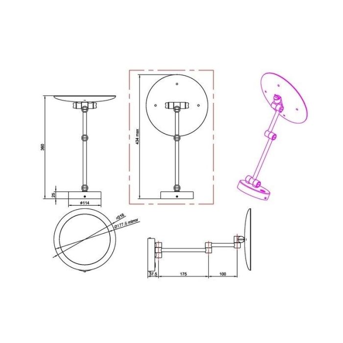Chrome wall light modern, Bartje, 3W, 3000K LED, IP44, with switch