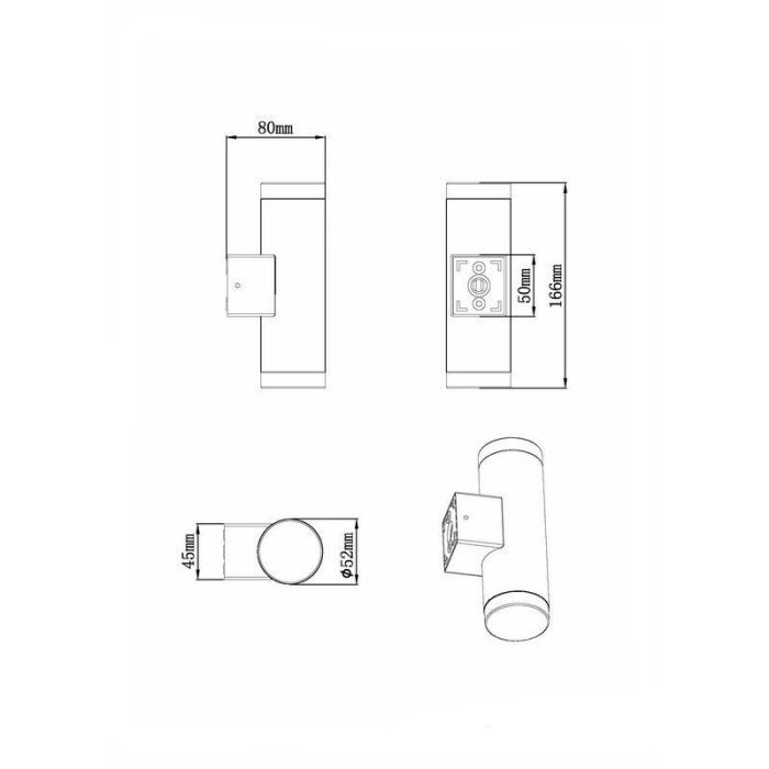 Chrome wall light modern, Spjald, 4W, 3000K LED, IP44