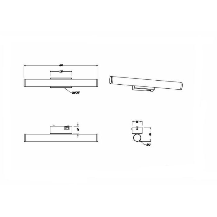 Chrome mirror lighting modern, Staby, 4,3W, 3000K LED, IP44, with switch