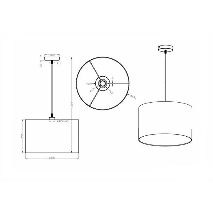 Black pendant light fabric, Ledbury
