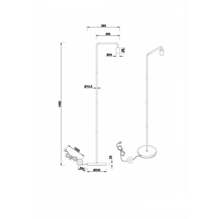 Black floor lamp modern, Ritual, with switch