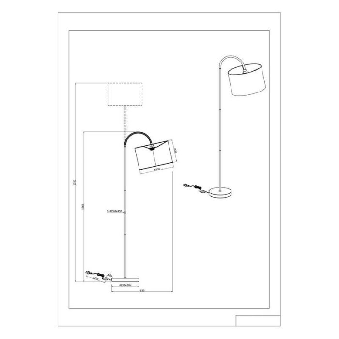 Black floor lamp modern, Jeany, with switch