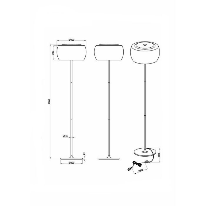 Chrome floor lamp modern, Capucine, with switch