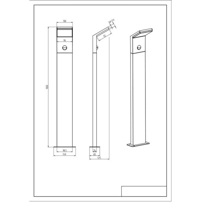 Anthracite outdoor floor lamp with motion sensor modern, Solana, 9W, 3000K LED, IP54