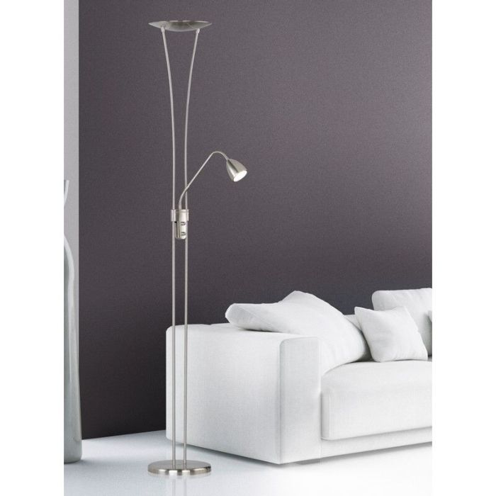 Nickel floor lamp classic, Stijn, 20W, 3000K LED, with switch