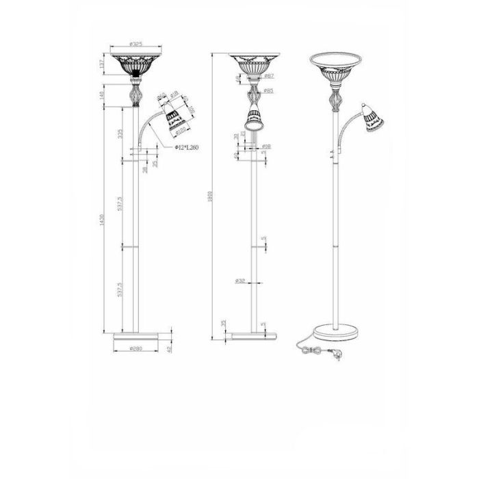 Rust Coloured floor lamp classic, Eleonora, with switch