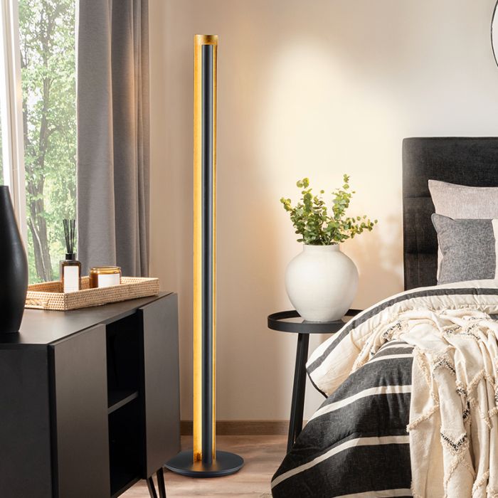 Black floor lamp modern, Baruch, 15W, 3000K LED, with switch