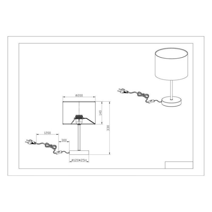 Black table lamp modern, Jeany, with switch